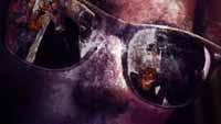 Close-up thumbnail from the reflection in the lenses of the dark glasses from A Tiger NFT collectible artwork