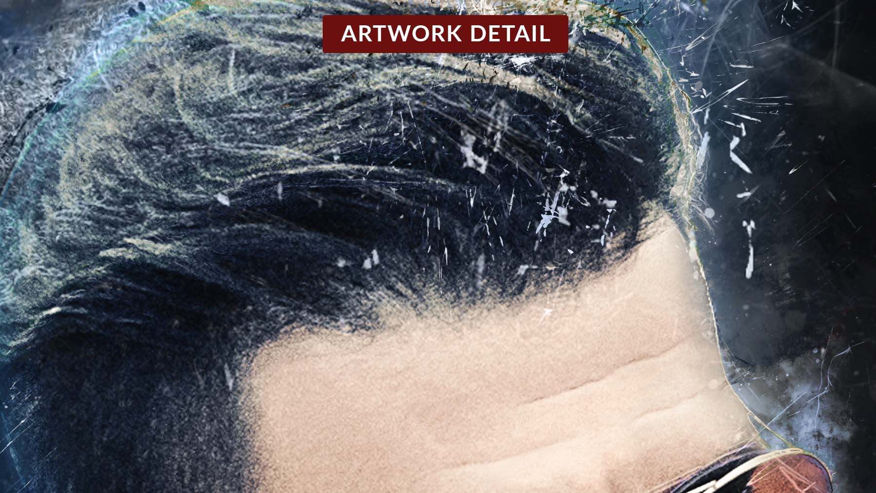 Detail of hair and effects from the Agent Jim NFT collectible artwork