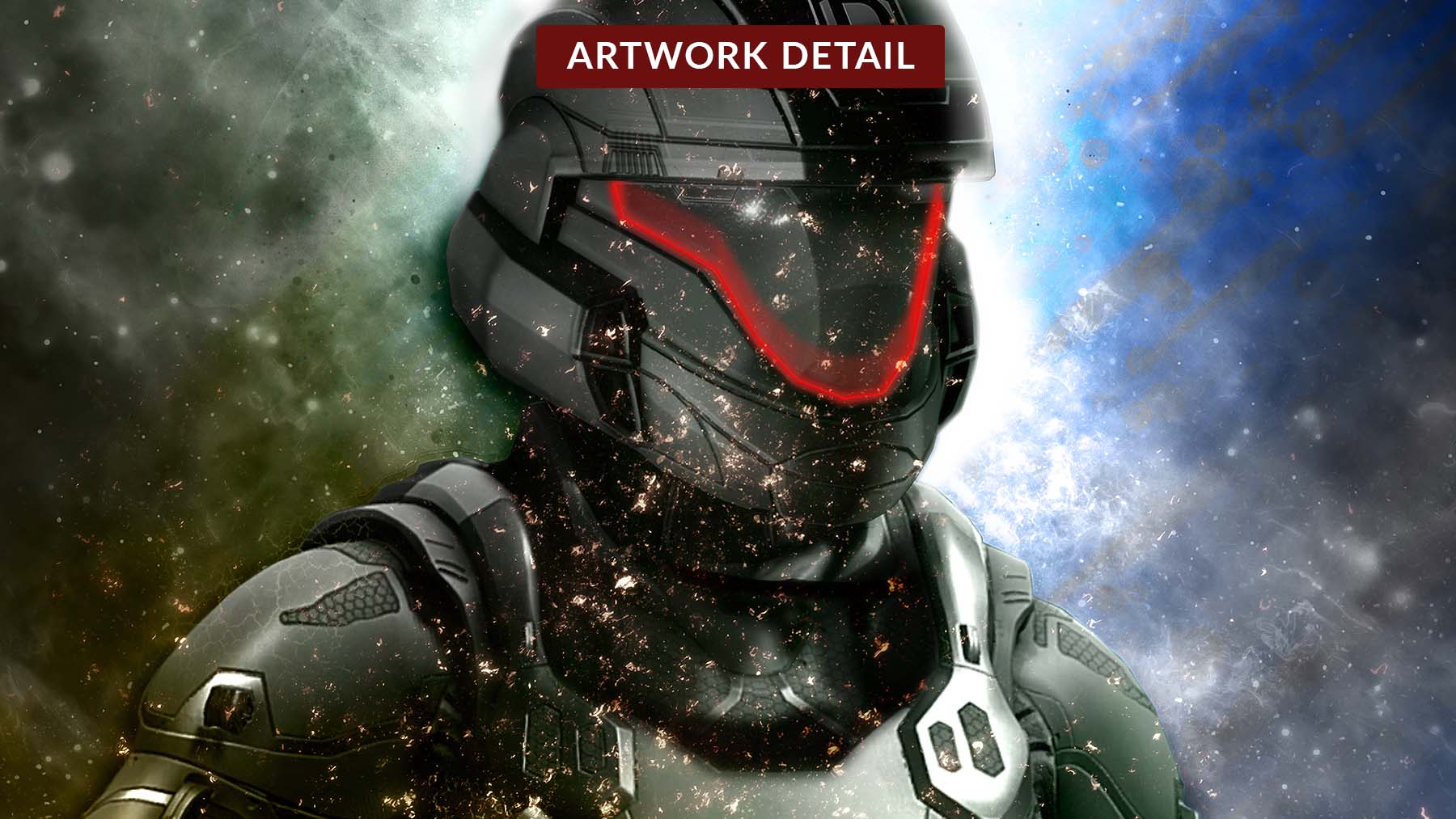 Close-up of the ranger's helmet and exo-armoured suit from the DomiForce Ranger (3rd Gen) NFT artwork