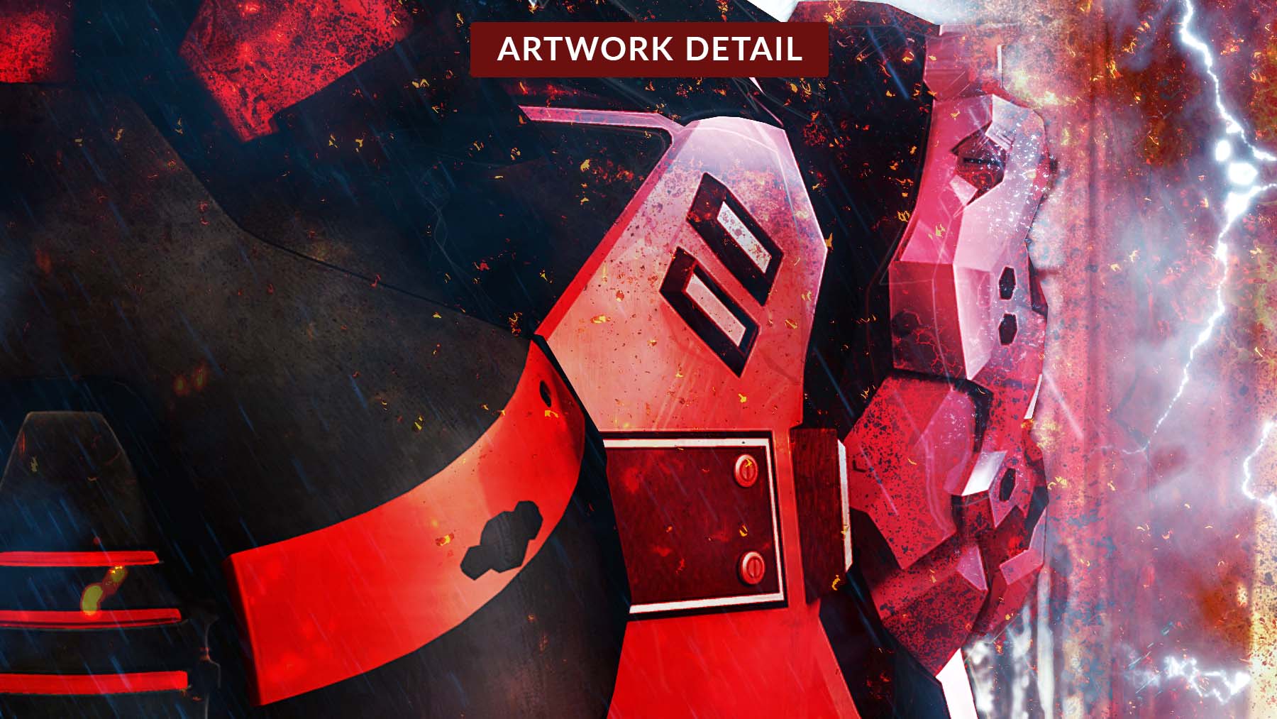 Close-up detail of the shoulder armour and exo-suit from The Lord Sentinel NFT collectible artwork
